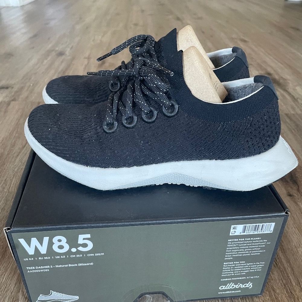 Allbirds Women’s Black Tree Dasher 2 size 8.5